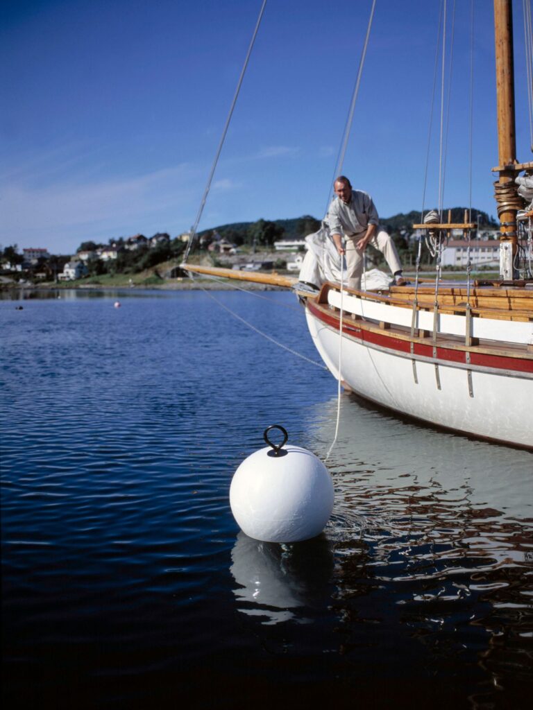 Polyform CCE white mooring buoy in use