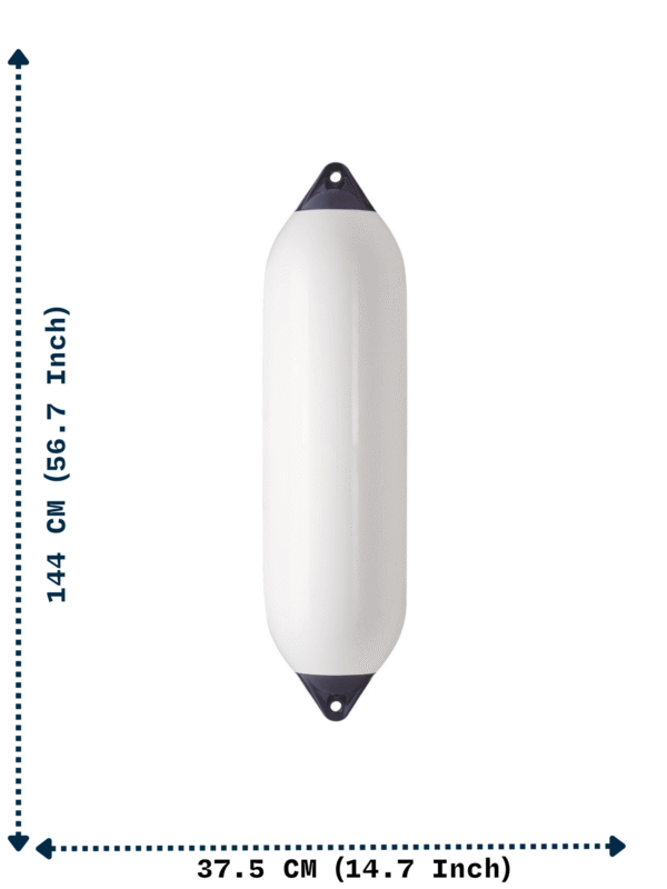 Polyform F8 White with navy blue ends measurements